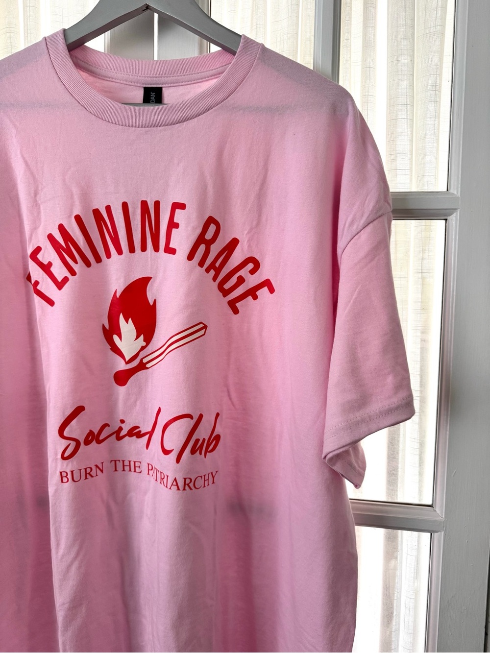 Feminine Rage Social Club Graphic Gildan Pink Tee 2XL